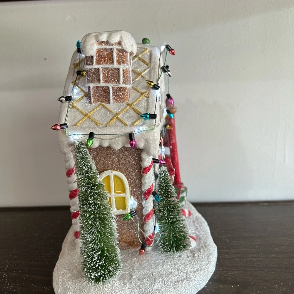 Gingerbread House Holiday Decoration with Lights by Valerie